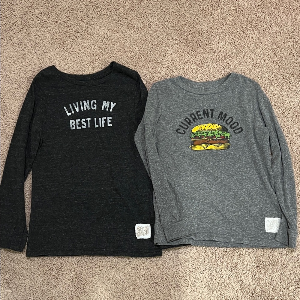 Kids Long Sleeve Graphic Tees - Black and Gray